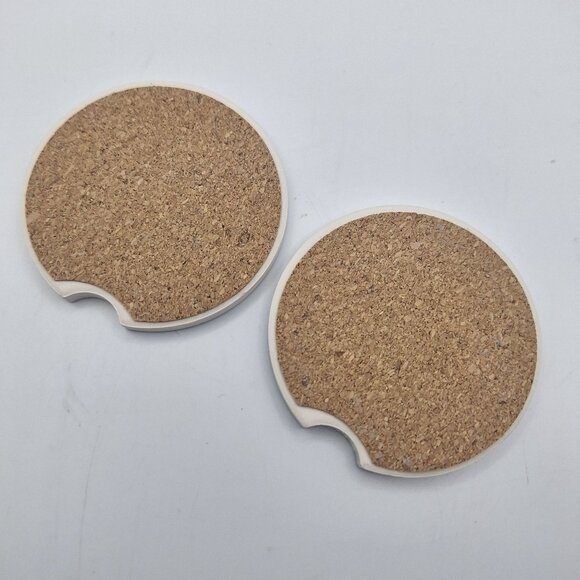 Ceramic Car Coasters Mandala Design Cork Backing 2.75 Inch Diameter Cup Holders - Picture 2 of 6
